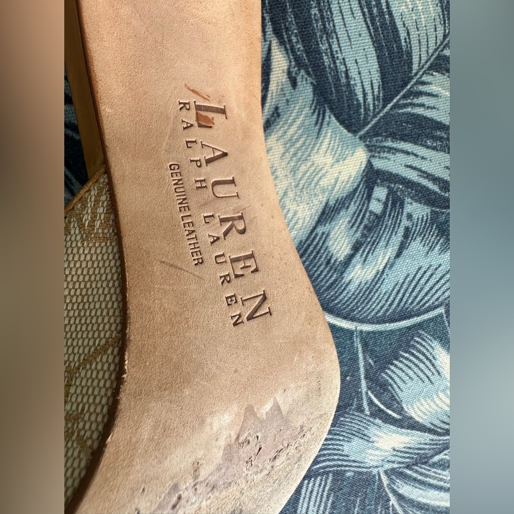 Lauren Ralph Lauren CECILY Beige & Tan Slip-On Sandals - Size 8 B- Cream color - Picture 8 of 11